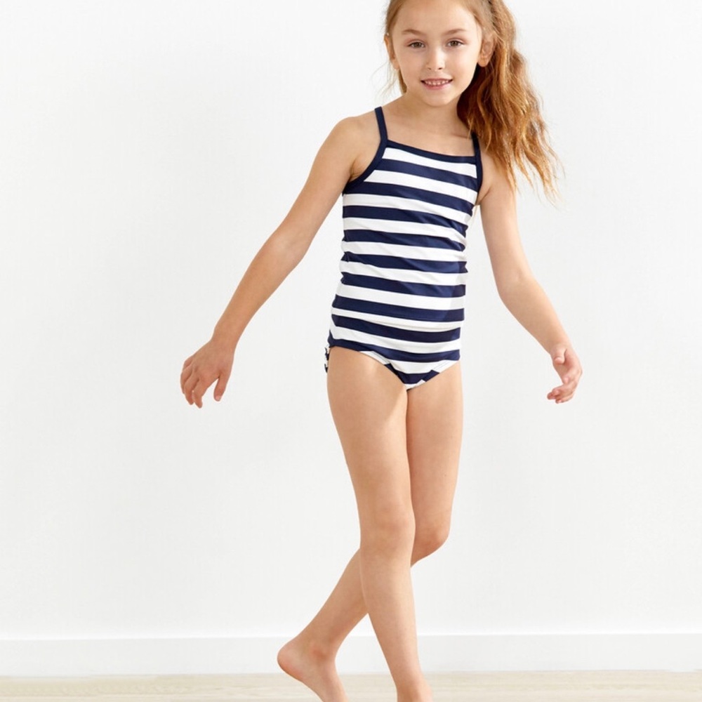 HANNA ANDERSSON navy Striped sunblock tankini swim set like new worn once